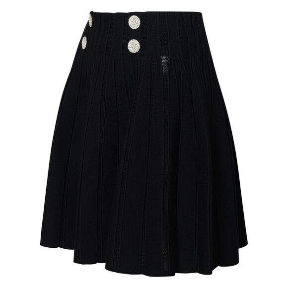 BALMAIN 'Skater' Black Viscose Blend Skirt - Picture 2 of 3